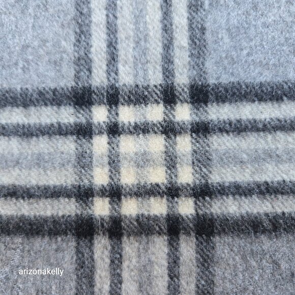 NWOT Enzo Mantovani Wool/Cashmere Scarf in Plaid Grey Black - Picture 7 of 11